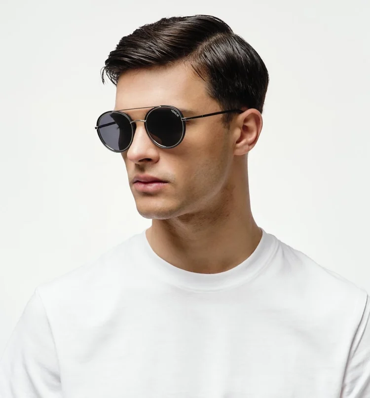 1802202287 Vaduz Black sunglasses model front left view