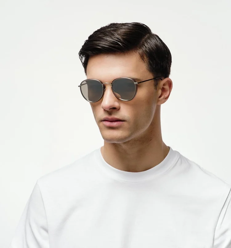 1802202336 Foggia, Gray Silver sunglasses model left view