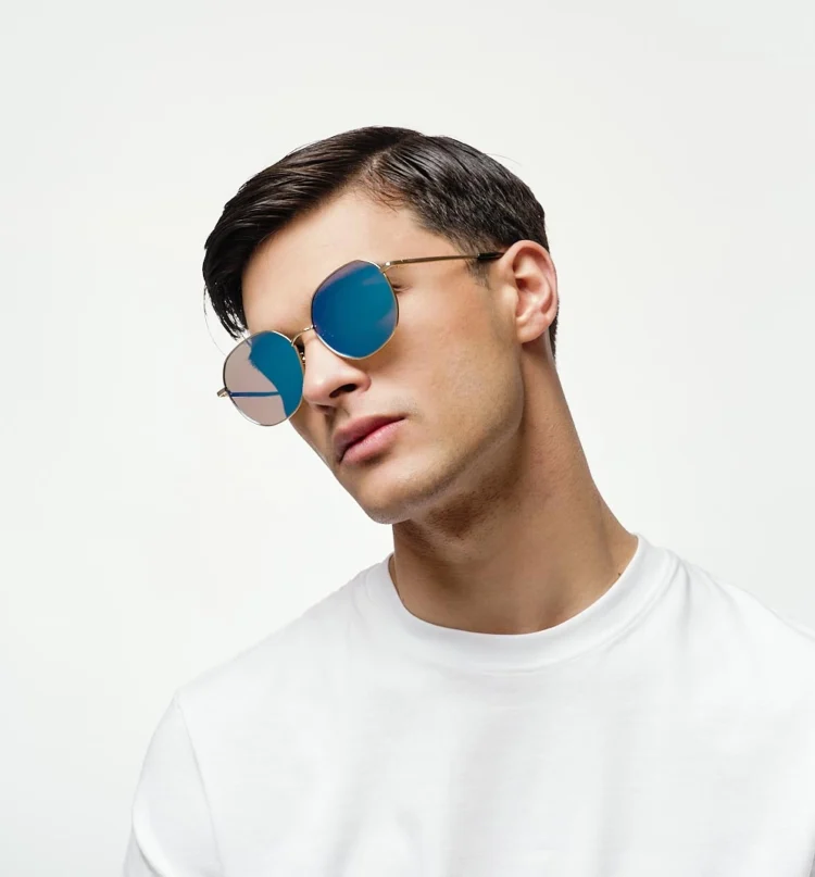 1802202346 Evora, Gold sunglasses model left view