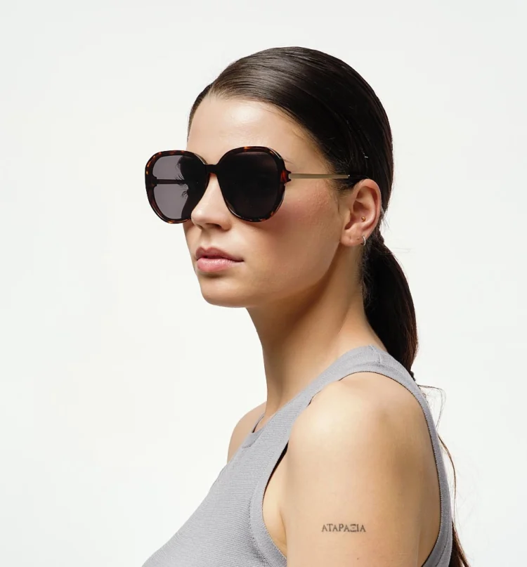 1802202513 Maude, Brown Tortoise sunglasses model left view